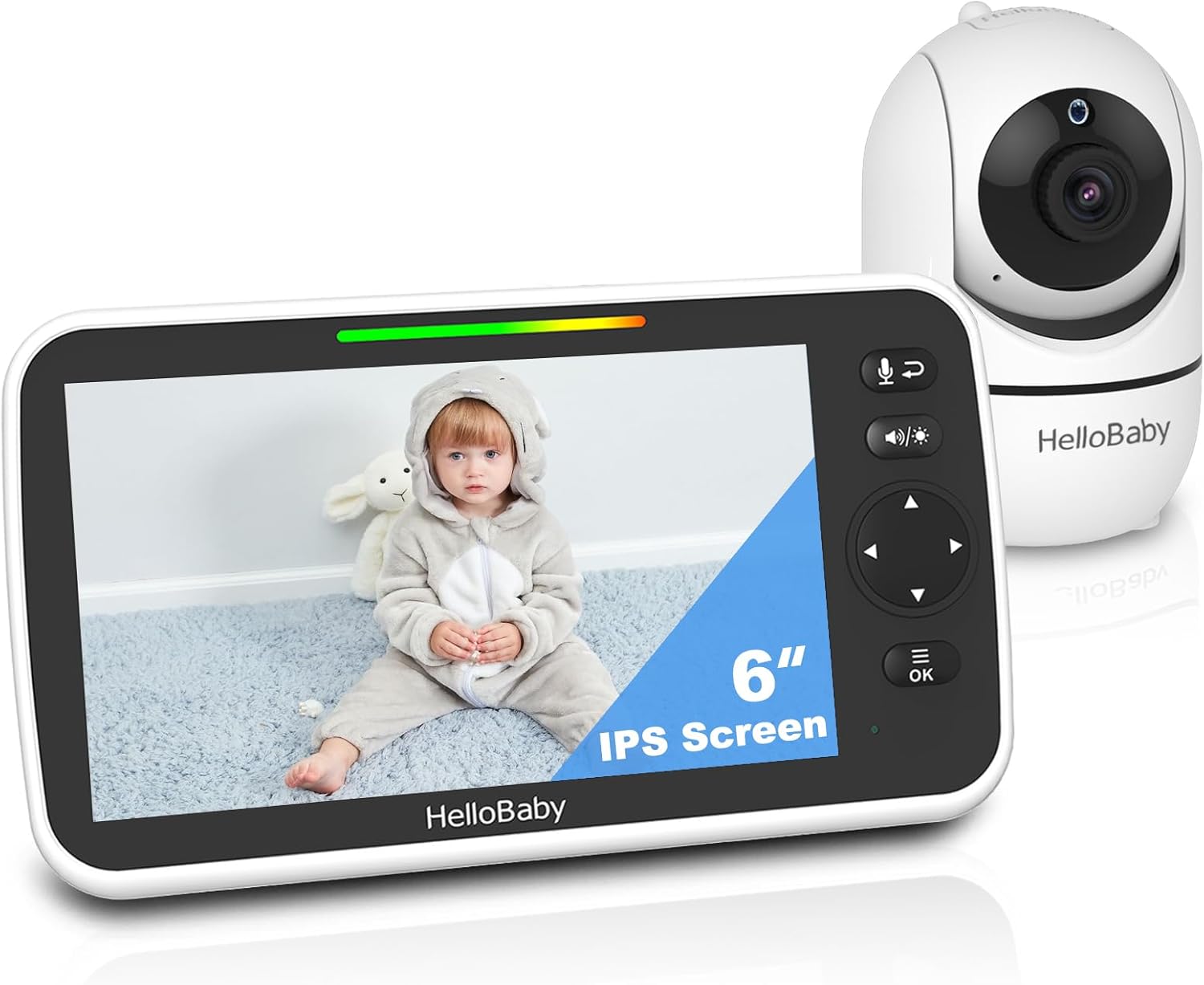 30H Battery Split-Screen Video Baby Monitor with Camera and Audio